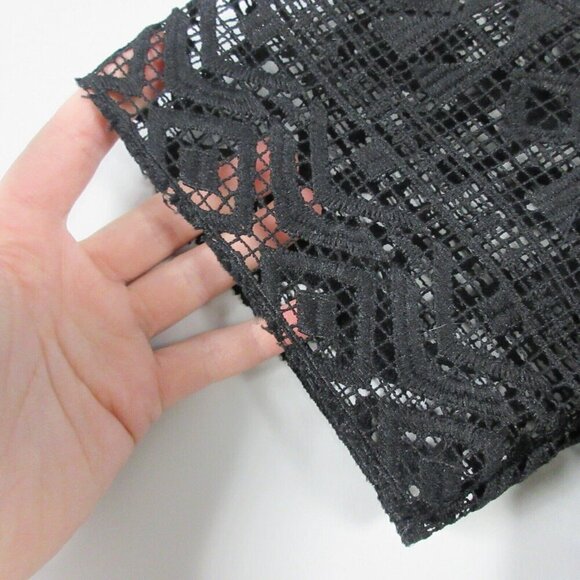 Club Monaco Silk Mini Dress Cocktail 6 Black Elegant Dress Crochet Party 306 - Picture 6 of 9